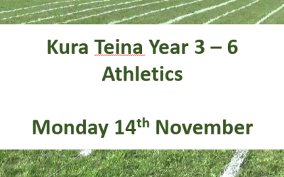 Year 3 – 6 Athletics Day – Monday 14 November